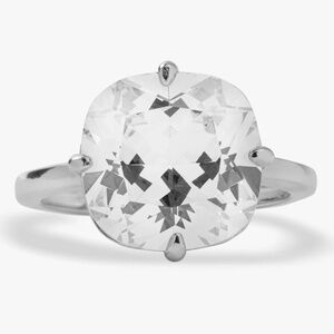 Melinda Maria Grand Empress 12mm Large CZ Crystal Ring Silver Plated Size 8